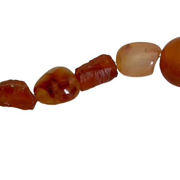 Marbled Carnelian Round Beaded Stone Necklace Gold Hardware - Picture 4 of 7